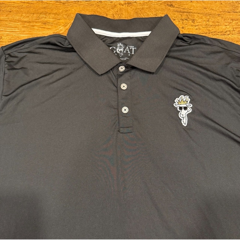 GOAT USA Black Casual Preppy‎ Performance Golf Short Sleeve Polo Shirt Men's XL
